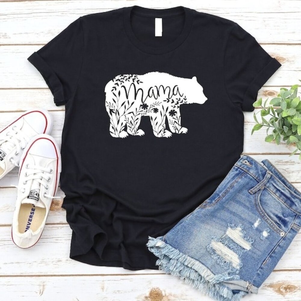 Mama Bear Shirt, Mama Bear Leaf T-shirt, Mom Shirts, Mom Life Shirt